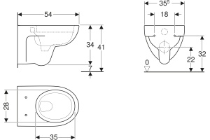Чаша для унитаза подвесного Geberit Renova 203050000 - 3