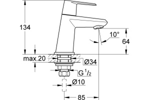 Кран Grohe Eurodisc Cosmopolitan 23051002 для раковины - 3