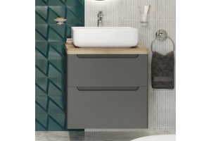 Тумба с раковиной STWORKI Берген 60 серая со светлой столешницей, Soul 1