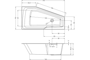 Акриловая ванна Riho Rething Space 170x90 L - 3