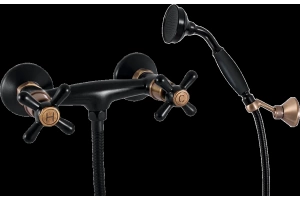Смеситель для душа Rav Slezak Morava retro черный матовый - бронза