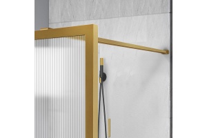 Душевая перегородка Vincea Walk-In 80х200 профиль брашированное золото стекло рифленое  - 2