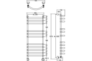 Полотенцесушитель водяной Margaroli Luna 434-11, бронза - 3