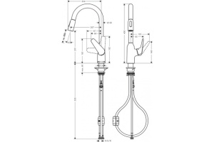 Кухонный смеситель однорычажный, 220, с вытяжным душем, 2jet Hansgrohe 71800800 - 3