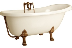 Ванна из искусственного камня Фэма Салерно белая, ножки бронза - 2