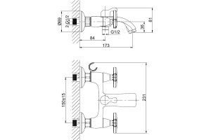 Смеситель для ванны D&K DA138 (DA1383241) - 2