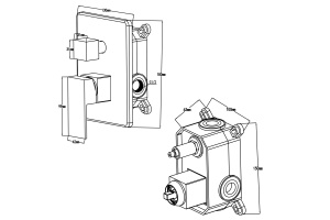 Swedbe Platta Душевой комплект со встроен.смесит. (с монтаж.боксом) и верх.душем, цвет: черный 5555B - 2