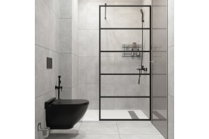 Душевая перегородка STWORKI Кронборг LOFT-GW-90х220 90 см, профиль черный матовый