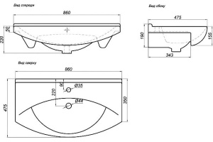 Тумба с раковиной Misty Орхидея 85 бежевая эмаль - 3