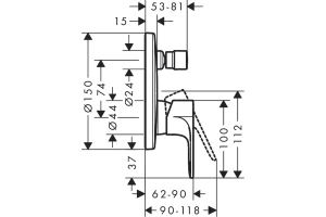 Смеситель для ванны с душем Hansgrohe Rebris E черный матовый - 3
