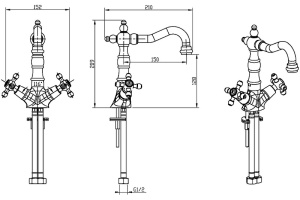 Смеситель для раковины Boheme Tradizionale золото с белым - 2