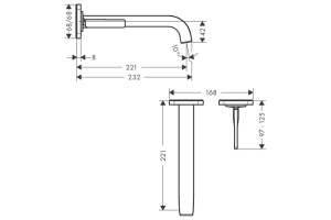 AX Citterio E Встраиваемый смеситель для раковины, на 2 отв, с розетками, излив 220мм, с незапираемым донным клапаном (внешняя часть), цвет: хром - 2