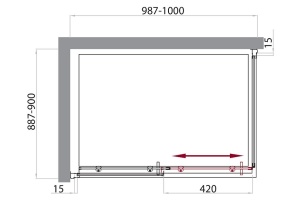 Душевой уголок BelBagno Uno 100х90 профиль хром стекло матовое - 3