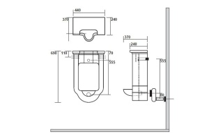 Kerasan Waldorf Писсуар подвесной с сифоном и комплектом крепежей, цвет белый - 2
