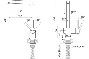 Смеситель для кухни Paulmark Spring темный хром - 2