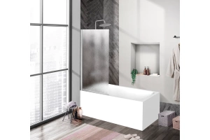 Шторка на ванну BelBagno Uno 90х150 профиль хром стекло рифленое  - 2