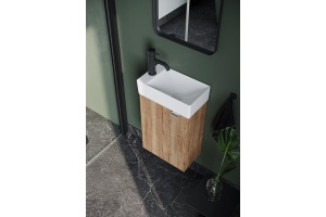 Тумба под раковину подвесная левая Sancos Mini 37 светлое дерево - 3