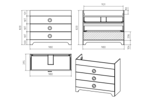 Тумба с раковиной Misty Лейла 100 белая глянцевая - 3