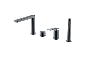 Смеситель на борт ванны Boheme Venturo черный глянцевый