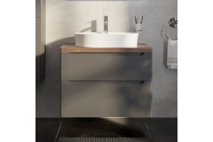 Тумба с раковиной STWORKI Берген 80 серая с темной столешницей, Bocchi Slim Line 1600-001-0126