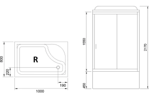 Душевая кабина Royal Bath 100x80 R стекло прозрачное задняя стенка белая - 3