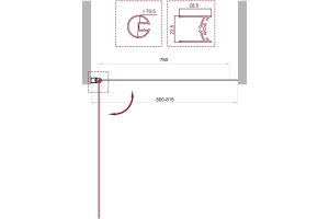 Шторка на ванну BelBagno UNO 80х150 профиль хром стекло прозрачное - 2