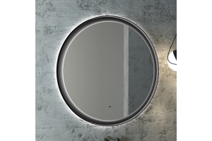 Зеркало круглое STWORKI Гриндстед 80 черное, с подсветкой