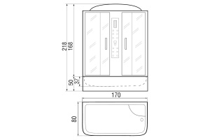 Душевая кабина с поддоном River Dunay 170/80/55 MT (10000001577) - 2