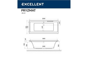 Акриловая ванна Excellent Pryzmat 200х90 белая бронза с гидромассажем - 3