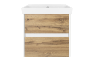 Тумба с раковиной Misty Адриана 55 белая - светлое дерево