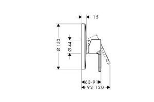 Смеситель для душа Hansgrohe  сатиновый хром (14665880) - 2