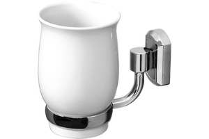 Стакан для зубных щеток WasserKRAFT хром - белый