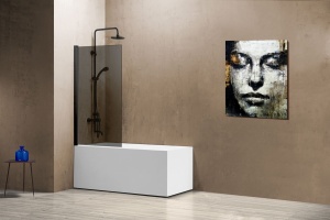 Шторка на ванну Vincea VSB-11800CGB 80 см, профиль чёрный, стекло тонированное - 2
