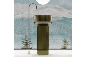 Раковина отдельностоящая прозрачная ABBER Kristall AT2702Vesuvian оливковая