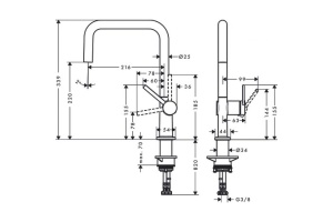 Кухонный смеситель Hansgrohe Talis M54 однорычажный, U 220, Eco, 1jet, матовый черный 72844670 - 2