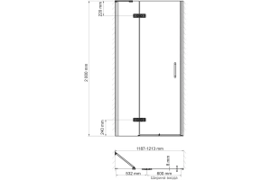 Душевая дверь в нишу Wasserkraft Aller 120х200 L профиль хром стекло прозрачное - 3