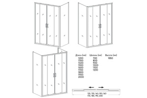 Душевой уголок Veconi Rovigo RV-045 200x100 профиль хром (RV045-200100PR-01-19C1) - 2