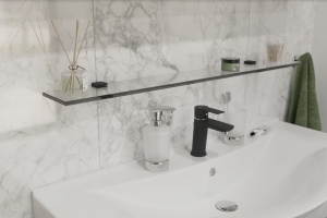 Полка STWORKI Glass Shelf 90 полкодержатели черные - 3