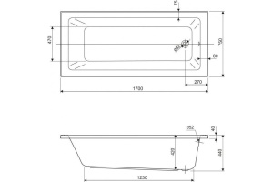 Акриловая ванна Cezares Plane Solo Mini 170х75 - 2