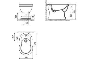 Биде напольное Creavit Klasik KL500 белое - 3