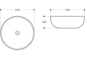 Раковина керамическая накладная AM-109-MB, цвет чёрный матовый, 410х410х145 - 2