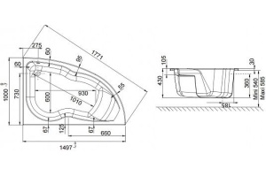 Акриловая ванна Jacob Delafon Micromega Duo 149.7x100 см (E60218RU-00) - 3