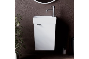 Тумба под раковину подвесная правая Sancos Mini 37 белая глянцевая - 2