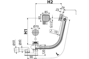 Слив-перелив AlcaPlast A564BLACK с наливом через перелив - 2