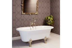 Ванна из искусственного камня Фэма Феррара 2 белая, ножки бронза - 2