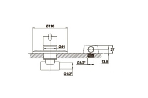 Смеситель Kaiser Merkur 26017 С ВНУТРЕННЕЙ ЧАСТЬЮ, для душа, хром - 2