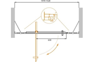 Душевая дверь Cezares Molveno 150 хром стекло прозрачное - 2