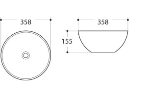 Раковина керамическая накладная AM-107-MB, цвет чёрный матовый, 358х358х155 - 2