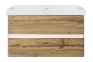 Тумба с раковиной Misty Адриана 90 белая - светлое дерево