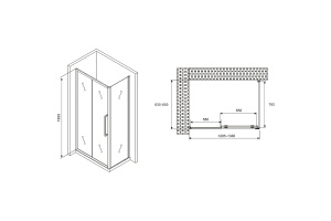 Душевой уголок Abber Schwarzer Diamant 130х85 хром стекло прозрачное - 2